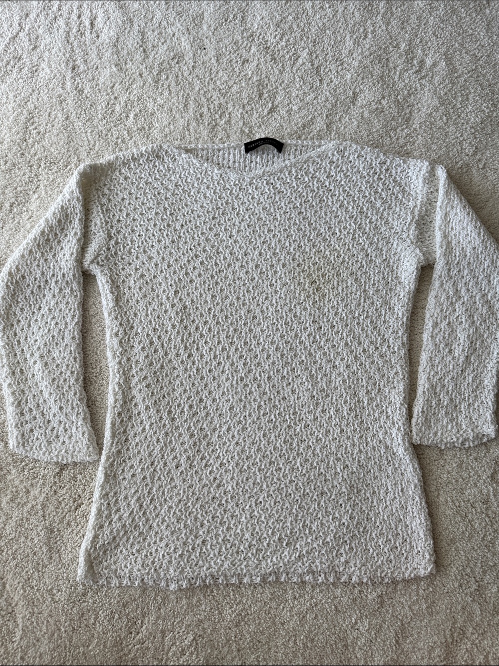 Fabiana Fillipi Light Cream Open-Knit Sequin Sweater